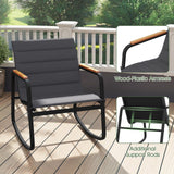 Tangkula 3 Piece Outdoor Rocking Bistro Set Metal Frame & Soft Cushions