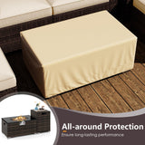 Tangkula 7 Pieces Wicker Patio Furniture Set with 40,000 BTU Gas Fire Pit Table & Propane Tank Cover Table & Glass Top Coffee Table