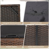 Tangkula 48 Gallon Rattan Outdoor Storage Box with Shoe Rack