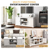 Tangkula White TV Stand for TVs up to 65" Home Entertainment Center with 2 Storage Cabinets & Adjustable Shelves