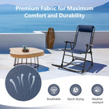 Outdoor Folding Rocking Chair, No Assembly Required, Foldable Rocker Recliner with Headrest