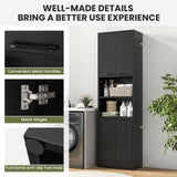 Tangkula 75" Tall Bathroom Storage Cabinet, Bathroom Floor Cabinet with 4 Doors & 2 Open Shelves