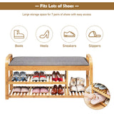 Tangkula 3 Tier Sturdy Shoe Rack with Flip Top Storage Space and Padded Cushion