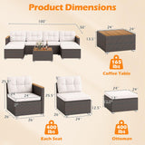 Tangkula 7 Pieces U Shape Outdoor Furniture Set