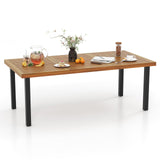 Tangkula Patio Rattan Dining Set for 8, Acacia Wood Table Top