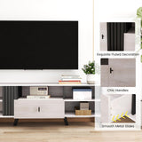 Tangkula Mid Century Modern TV Stand for 80” TVs with Open Shelf