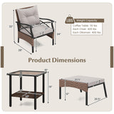Tangkula 5 Pieces Wicker Patio Furniture Set, Outdoor Rattan Chairs with Ottomans, Cushions and 2-Tier Tempered Glass Side Table