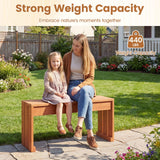 Tangkula Wood Outdoor Garden Bench | 2-Person Patio Backless Bench with Solid Wooden Frame