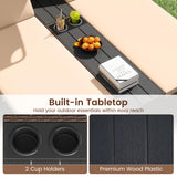 Tangkula Outdoor Rattan Daybed with Canopy & 4-Level Adjustable Backrests