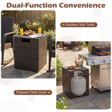 Tangkula 16" Outdoor Rattan Hideaway Table for Gas Fire Pit