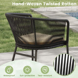 Tangkula Patio Chairs Set of 4 Upholstered Accent Chairs w/Curved Backrest