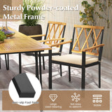 Tangkula 7 Piece Patio Wood Dining Set with Umbrella Hole