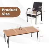 Tangkula 9 Pieces Patio Rattan Dining Set with Acacia Wood Table