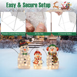 Tangkula 3-Piece Christmas Lighted Snowman Family Decoration