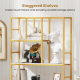 Tangkula 71 Inch Tall Bookshelf Metal Frame 5-Tier Geometric Bookcase