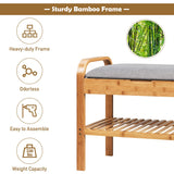 Tangkula 2 Tier Sturdy Shoe Rack with Flip Top Storage Space and Padded Cushion