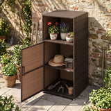 Tangkula PE Wicker Outdoor Cabinet with 3 Storage Shelves