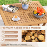 Tangkula 36" Patio Dining Table Folding Acacia Wood