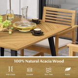 Tangkula 4-Person Outdoor Dining Table, 42.5” Acacia Wood Patio Table with 1.9” Umbrella Hole