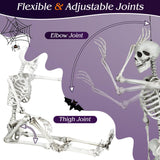 Tangkula Halloween Life Size Full Body Skeleton, 5.4Ft Festival Skeleton Prop Decoration
