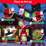 Tangkula 9.2 FT Christmas Inflatable Lighted 3 Hanging Climbing Santa Claus