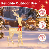 Tangkula 5.2 FT Christmas Lighted Reindeer, 3D Pre-lit Head-Shaking Buck