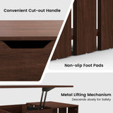 Tangkula Lift Top Computer Desk, Small Standing Laptop Desk with 2 Hidden Compartments & 2 Open Storage Shelves