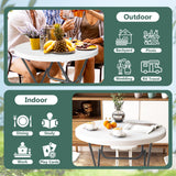 Tangkula 32" Round Folding Table, Portable Picnic Table with All-Weather HDPE Tabletop