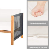 Tangkula Outdoor Wood Furniture Set with 2 Set Cushion Covers
