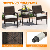 Tangkula 3-Piece Patio Furniture Set with Tempered Glass Top Table and Soft Cushions