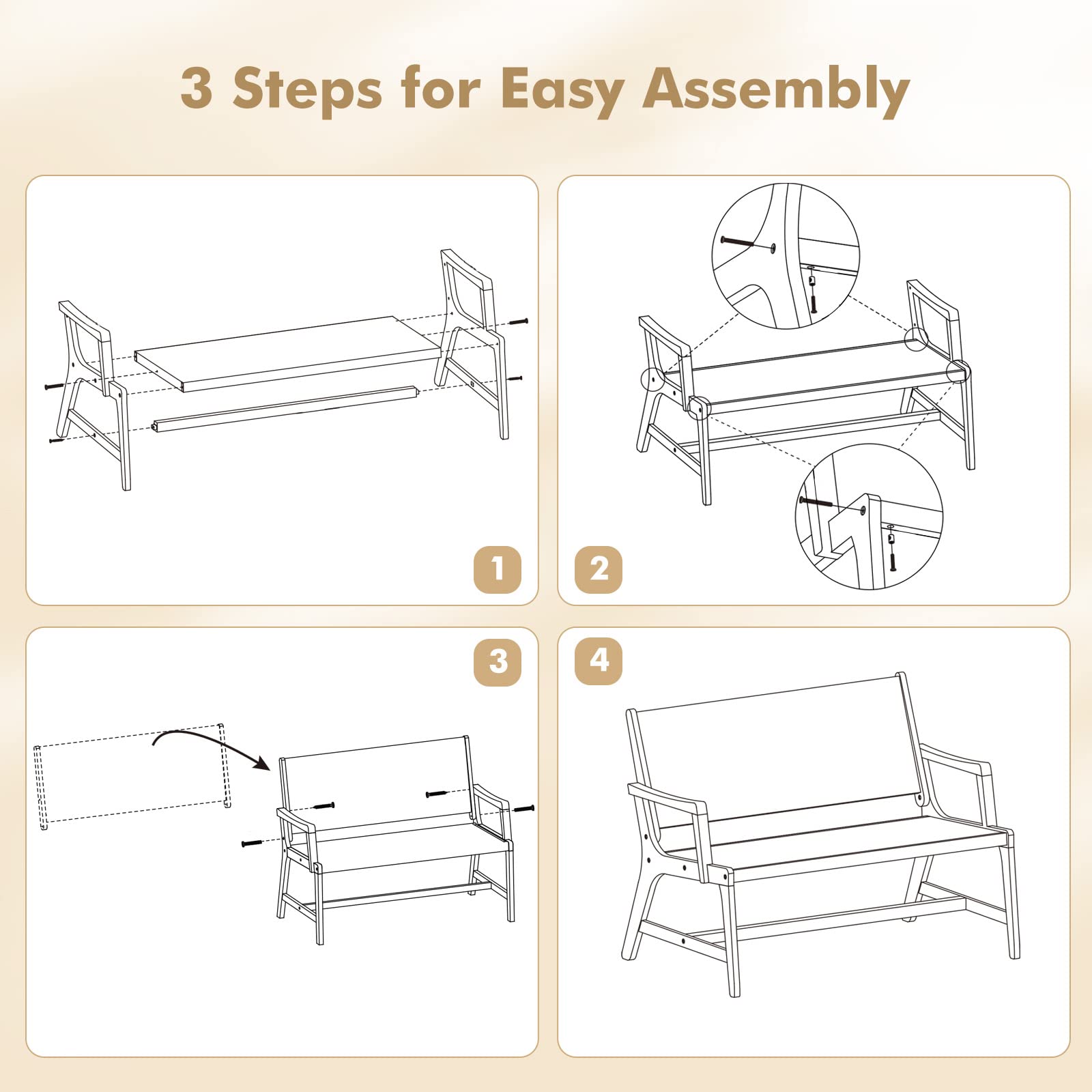 Tangkula Outdoor Acacia Wood Bench