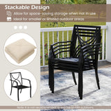 Tangkula Metal Outdoor Dining Chair Set of 2/4 Stackable Patio Chairs w/Armrests