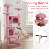 Tangkula 52" Tall Cat Tower with Cushioned Top Perch