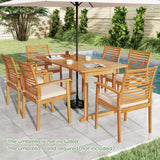 Tangkula Outdoor Dining Table w/Umbrella Hole 4-6 People