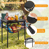 Tangkula 2 FT Folding Camping Table w/Robust Aluminum Build & Large Storage Net