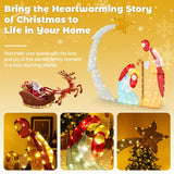 Tangkula 5 FT Lighted Christmas Nativity Scene Set, Outdoor Holy Family Decoration with 140 Warm White LED Lights