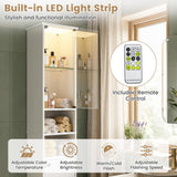 Tangkula Tall Narrow Freestanding Bathroom Storage Cabinet with Lights and Remote (1/2)