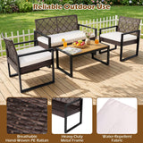 Tangkula 4-Piece Outdoor Furniture Set w/2 Single Chairs