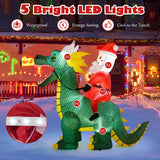Tangkula 6 FT Christmas Inflatable Santa Claus Ride on Dinosaur