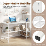 Tangkula 48" Reversible Computer Desk with Bookshelves & Power Outlets