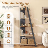 Tangkuka 4/5-Tier Ladder Bookshelf w/Trapezoidal Design for Small Space