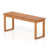 Tangkula 43.5" Acacia Wood 2-Person Outdoor Bench Backless with Slatted Seat (1/2)