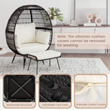 Tangkula Oversized Wicker Egg Chair with Ottoman