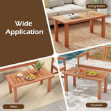 Tangkula Outdoor Coffee Table with Slatted Tabletop