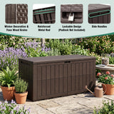 Tangkula Outdoor Storage Box | Waterproof PP Resin Patio Storage Box with Lockable Lid