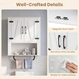 Tangkula Bathroom Wall Cabinet with 2 Barn Doors & Metal Towel Bar