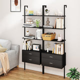 Tangkula Ladder Bookshelf with 4 Open Shelves & 2 Drawers