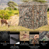Tangkula 3-in-1 Hunting Blind for 2-4 Person, 360 Degree See Through Ground Blind with Skylight