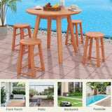 Tangkula Outdoor Wood Bar Stools Set with Round Seat