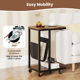 Tangkula Mobile C Shaped Side Table